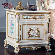 FP European style low-key luxury villa furniture Classical court solid wood carving design single door single drawer bedside table