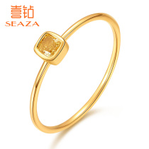Xia diamond ring female yellow 18K gold diamond ring yellow diamond light luxury diamond female ring fashion gold brick ring New