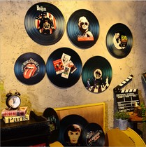 KTV restaurant soft decorations vintage vinyl record wood panel painting wall creative Bar Cafe shooting props