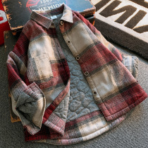 Boy shirt 2022 Spring and Autumn New Child Clothing Clothes Shirt Children thickened one - fleece Boy coat