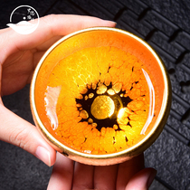 ROADMAKER GILT Jianzhan teacup 24K gold oil drop Jianzhan master cup Teacup Jinzhan teacup High-end gift