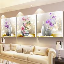 Cross embroidered Living room Modern minimalist bedroom Restaurant cross embroidered triptych European style fresh hanging painting vase slightly