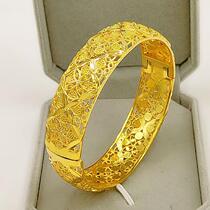 Zhou Grand Fu Huan USD Hollowed-out Bracelet Lady 24k Gold 18K Gold Buckle Wide Face Bracelet Real Gold Never Falling