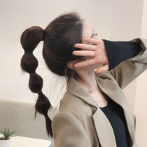 Wig female grab clip short Net red lantern bubble braid natural high ponytail braided wig tail