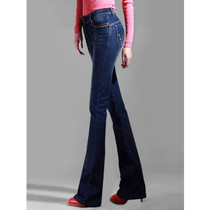 Velvet thickened lengthened jeans winter pants micro-flared pants flared pants thin straight pants Dark warm pants