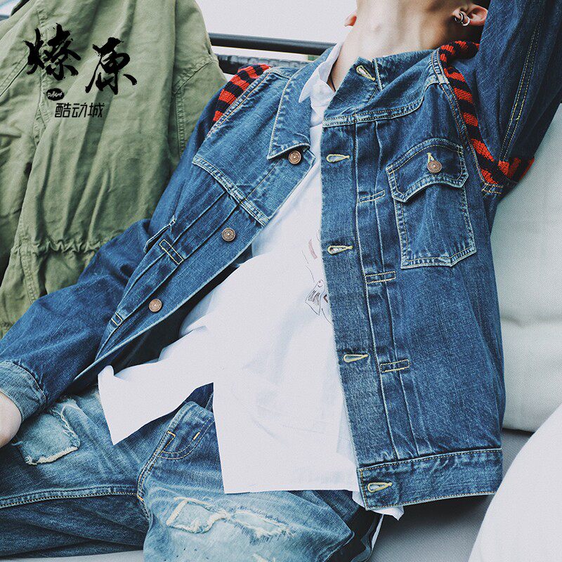 PRAIRIE FIRE VISVIM SS 101 JKT JUMBO DAMAGED RIBS 18SS DENIM JACKET STRIPES