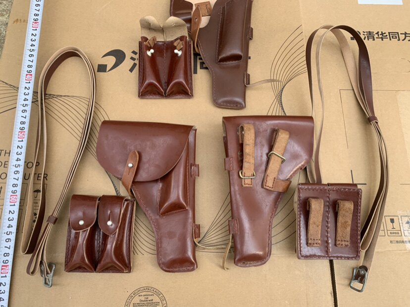 New 70s 54 leather condom double - warehouse box artificial leather strap with red culture film and television props fidelity collection