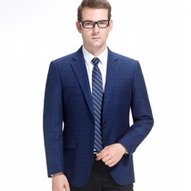 Autumn wool middle-aged business plaid casual blazer One-piece jacket mens loose middle-aged mens suit