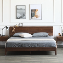  North American FAS black walnut bed Nordic simple modern Japanese log 1 51 8 meters full solid wood bed Double bed