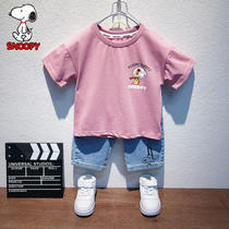 Annoubi childrens clothing children short sleeve T-shirt pure cotton 2022 new male baby foreign gas cartoon half sleeve summer dress child