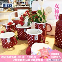 Austria Imports RIESS enamel New Year Christmas Mark Cup enamel rice bowls Kettle Milk Pan Cutlery Cutlery