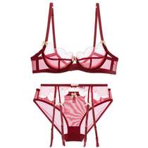 Teenage Girl Beauty House Face-style Ultra Slim Cup Sexy Lace Underwear Bra Suit Womens Life Bra Four Pieces 57