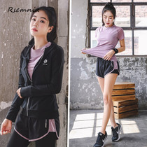Rsemnia loose thin yoga suit womens long-sleeved straight autumn and winter gym running sports quick-drying fitness clothes