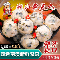 Purple Vegetable Fish Balls Chaoshan Flavor Fish Round Hot Pot Balls Artisanal Fish Balls Hot Pot Ingredients Fresh Balls to Cook in East