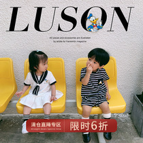 Chen Tai pigs L mother and baby suit Summer baby short sleeves Two sets of brother and sister dress baby suit foreign air