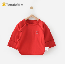 Tongtai newborn half back clothes 0-3 months baby cotton boneless half back top full cotton full moon suit red