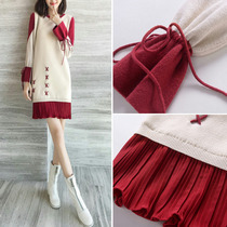 Red knit one-piece dress for the bottom winter Ben life 2021 new fashion New Chinese New Year sweater autumn and winter womens dress