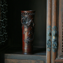 Japanese master National Treasure Master Omori Xiaozhi Yunlong three-dimensional high relief Old Spot red copper flower box