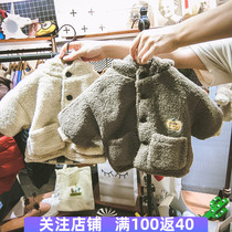 Boys coat tide Korean velvet sweater children plus velvet winter 2018 new childrens clothing thick sweater coat sweater