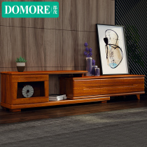 Du Mao furniture golden silk walnut TV cabinet coffee table Post Modern German style bedroom solid wood telescopic elongated