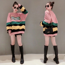 European goods in the long dress women loose Korean version 2021 spring and autumn European station NEW round neck long sleeve letter tide tide