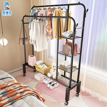 Home Clotheshorse Floor Bedroom Folding Single Lever Type Hanging Hanger Indoor Simple Balcony Cool Sunning Clothes Rack