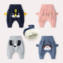 Male Baoga pants Childrens baby with suede outside wearing autumn and winter paragraph outside wearing cotton pants warm and protective waist high waist and protective belly male