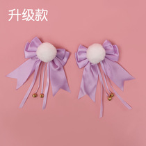 White ball bow headdress female two-dimensional hairclip Bell cute Japanese hand made cos props