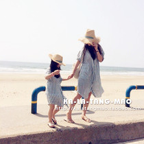 South Korea imported parent-child dress retro style with feel striped cardigan 1 14