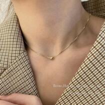 Method Golden Bean Necklace Round Pearl Minimalist Lock Bone Chain Temperament Superior small crowdsourced short neck chain sweetness not to fall color
