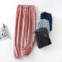 Autumn Winter Flannel Trousers Thickened Warm Coral Suede Sleeping Pants Women Couples Home Pants Closeted Bunches Pants Men