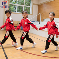 Kindergarten garden clothes spring and autumn children into the garden dress red Chinese school uniform set pupils English style
