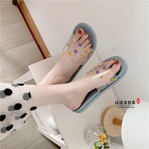 Japanese GP slippers female household summer transparent home wear bathroom bath non-slip soft bottom I flower cool