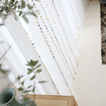 White gauze curtain curtain childrens room living room bedroom balcony gauze window gauze veil girl ins Wind hook style