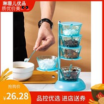 Rotating multi-layer seasoning box Glass seasoning box multi-function multi-style feeding box Integrated multi-grid upper and lower layer type