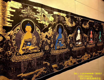 Nepalese Tibetan Buddhist AIR Lama pure black gold hand-painted boutique thangka hanging painting 3 meters banner five holy Buddha