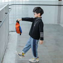 Childrens clothing boys long sleeve T-shirt 2021 spring new Korean version of the childrens spring and autumn children Foreign style high collar base shirt