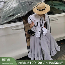 deessesicile method Small Crowdbow Tie Petal Doll Collar Shirt Plaid Big Swing Umbrella Skirt Half Skirt Woman