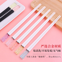 Chopsticks Amber Cherry Blossom High-end Alloy Chopstick Individuality Anti-Slip Solar Chopsticks Home Antibacterial High Temperature Resistant Creative Nemesis Red
