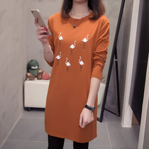 Spring and Autumn Thin Long Sleeve base shirt Women Korean New Fat Sister Size 200 Jin Long Round Neck T-shirt Tide