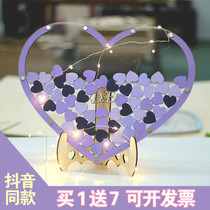 Heart-shaped Purple Remembrance Wish Bottle Creative Knot Wedding Sign To Desk Business Card Message Blessing Sign Roster Board Table Tree