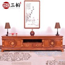 Sanyun mahogany furniture rosewood TV cabinet Chinese solid wood living room floor cabinet hedgehog red sandalwood double round TV cabinet