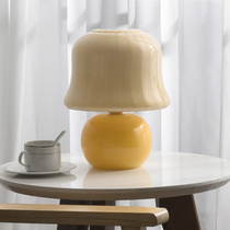 Net Red Mushroom Small Table Lamp Cream Full Handmade Glazed Nordic Wind Bedroom Ins Teen Desk Lamp Bedside Atmosphere Light