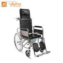 Foshan wheelchair folding light with toilet multi-function full reclining high back paralyzed elderly FS609GCU