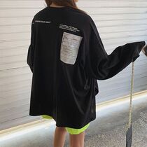 Now Lagirl Korean 22 early spring new fashion loose color matching letter printing and dyeing long-sleeved T-shirt