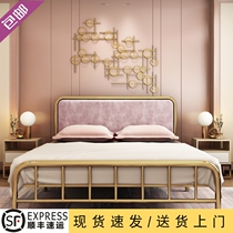 Nordic modern minimalist princess wrought iron bed Light luxury iron frame steel frame double single child 1 2 1 5 1 8 meters