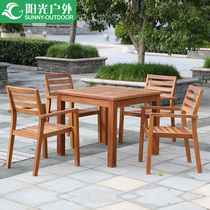Sunshine outdoor solid wood table and chair combination courtyard garden Imported teak long dining table kit Villa outdoor table and chair