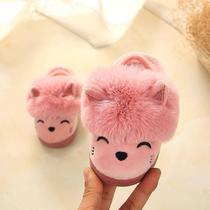 Autumn and winter cartoon childrens cotton slippers non-slip baby home indoor boys and girls big childrens bag with cotton slippers