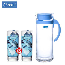 Thailand imported ocean cold water pot large capacity bottle glass thickened to dry hot water tie cup flower tea cold water cup set