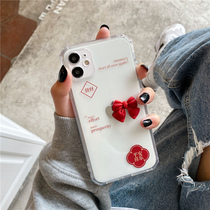 Three-dimensional butterfly knot applicable 12Pro Max Apple 11 mobile phone shell new x xr xs iphone11 transparent 7plus 7plus 8plus full package anti-fall 12